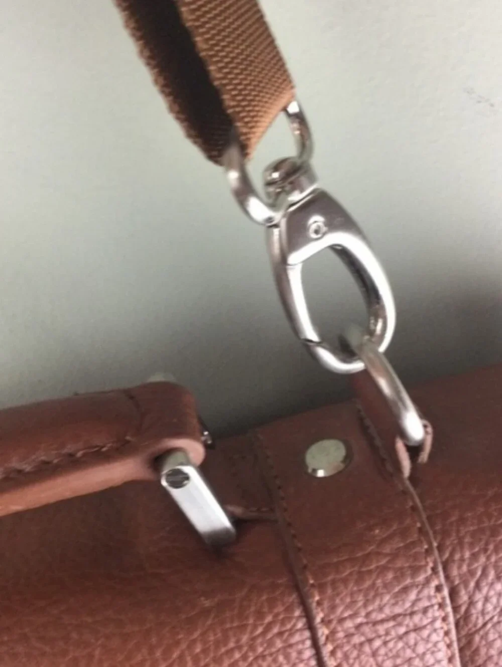 Bosca Leather & Canvas Flap Top Crossbody Messenger Briefcase